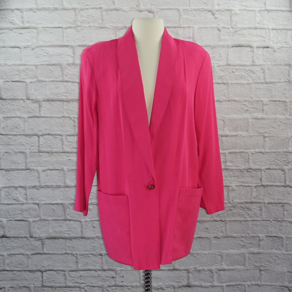 Vintage 80s Hot Pink Oversized Blazer Jacket